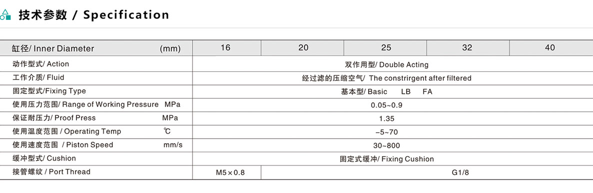 EMAJ 不銹鋼迷你氣缸（伸出可調型）